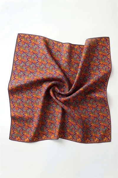 Soft Eşarp Floral Line Mor 90x90