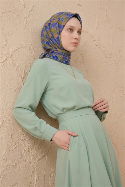 Soft Eşarp Floral Line Olive 90x90