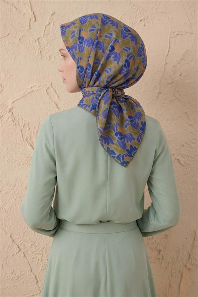 Soft Eşarp Floral Line Olive 90x90
