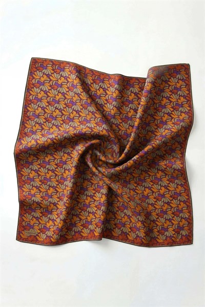 Soft Eşarp Floral Line Patlıcan Moru 90x90