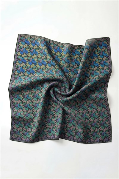Soft Eşarp Floral Line Siyah 90x90