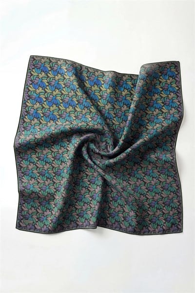 Soft Eşarp Floral Line Siyah 90x90