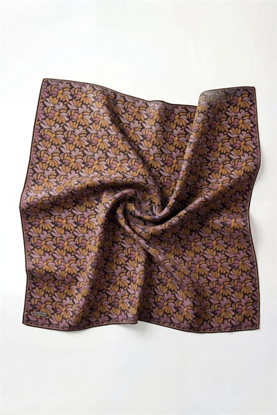 Soft Eşarp Floral Line Soluk Siyah 90x90