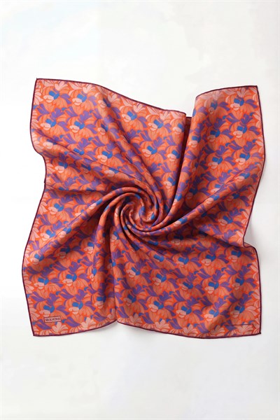 Soft Eşarp Floral Line Turuncu 90x90