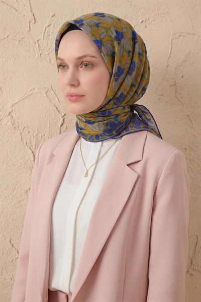 Soft Eşarp Floral Line Yeşil 90x90