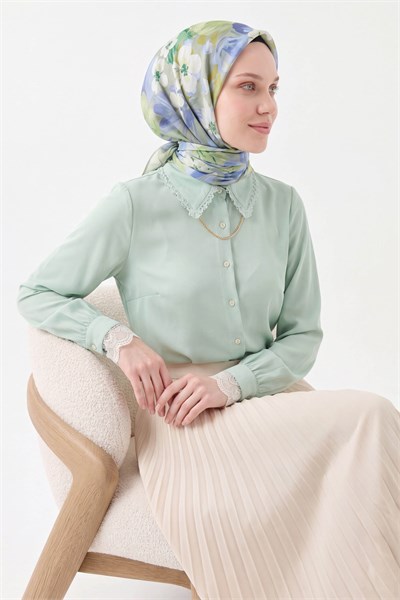 Soft Eşarp Flower Fıstık Yeşili
