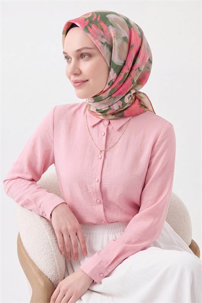 Soft Eşarp Flower Şeker Pembe