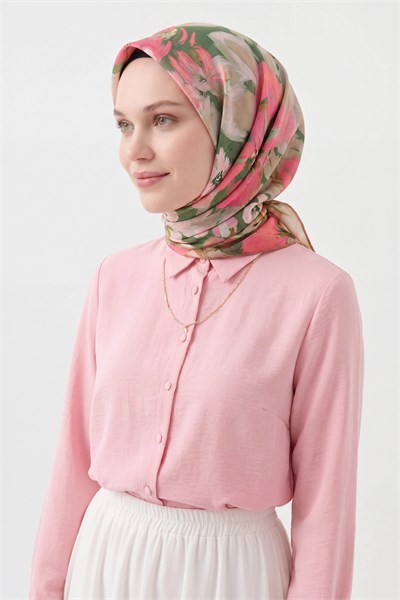 Soft Eşarp Flower Şeker Pembe