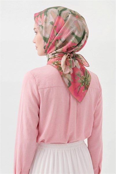 Soft Eşarp Flower Şeker Pembe