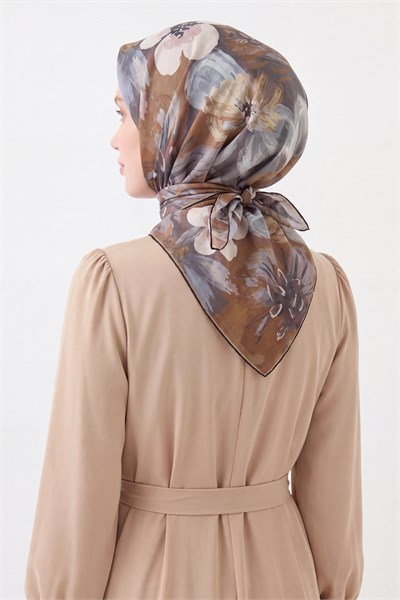 Soft Eşarp Flower Sütlü Kahve