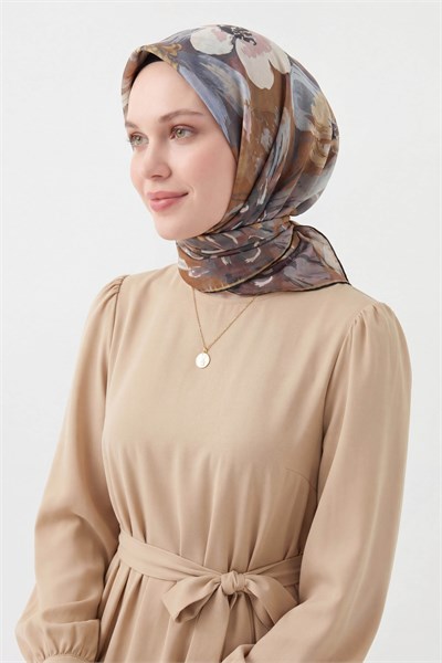 Soft Eşarp Flower Sütlü Kahve