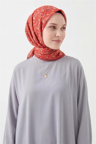 Soft Eşarp Garden Barlak Kırmızı 90x90