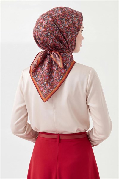 Soft Eşarp Garden Kırmızı 90x90