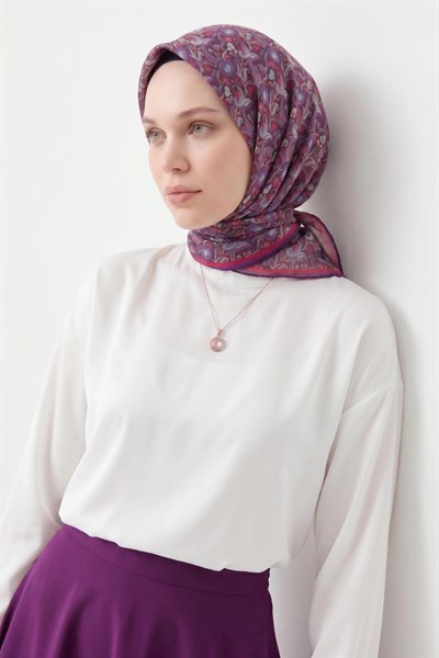 Soft Eşarp Garden Koyu Mor 90x90