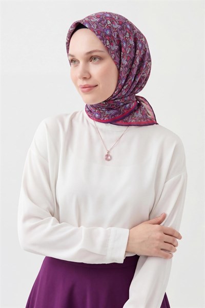 Soft Eşarp Garden Koyu Mor 90x90