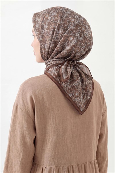 Soft Eşarp Garden Koyu Vizon 90x90