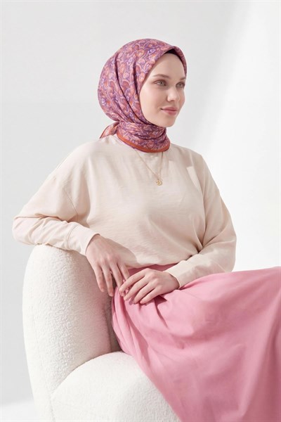 Soft Eşarp Garden Mor 90x90