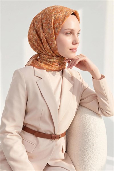 Soft Eşarp Garden Turuncu 90x90