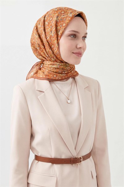 Soft Eşarp Garden Turuncu 90x90