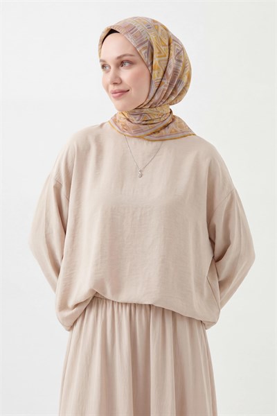 Soft Eşarp Geometrik Açık Gri
