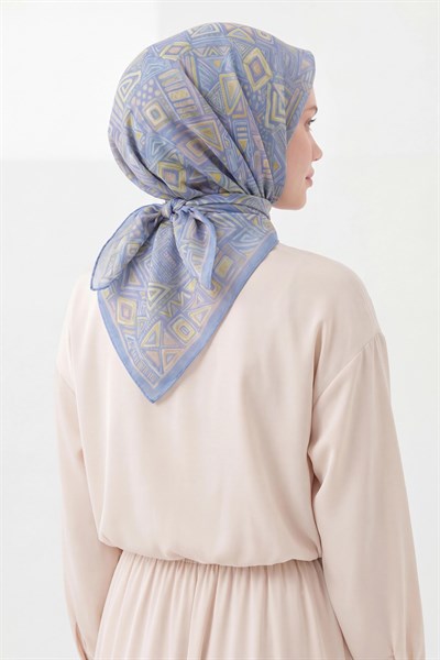 Soft Eşarp Geometrik Bebe Mavisi