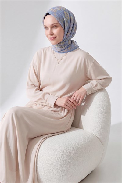 Soft Eşarp Geometrik Bebe Mavisi