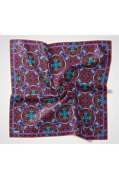 Soft Eşarp Geometrik Bordo 90x90