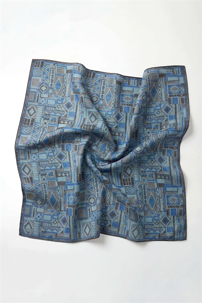 Soft Eşarp Geometrik Desen Bebe Mavi 90x90