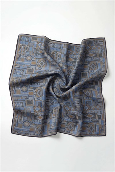 Soft Eşarp Geometrik Desen İndigo 90x90