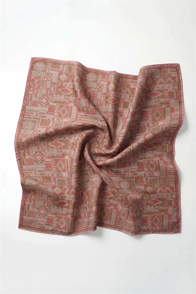 Soft Eşarp Geometrik Desen Küf Yeşili 90x90