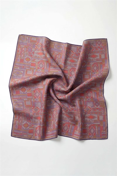 Soft Eşarp Geometrik Desen Lila 90x90