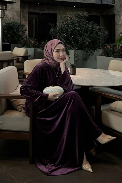 Soft Eşarp Geometrik Desen Lila 90x90