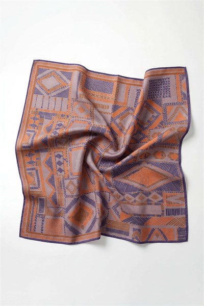 Soft Eşarp Geometrik Desen Pudra Vizon 90x90