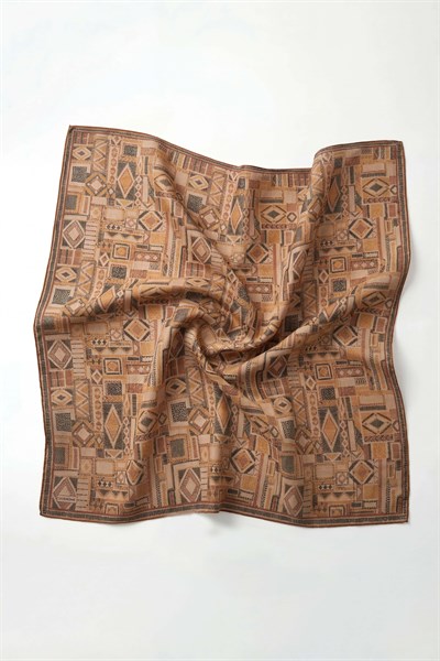 Soft Eşarp Geometrik Desen Vizon 90x90