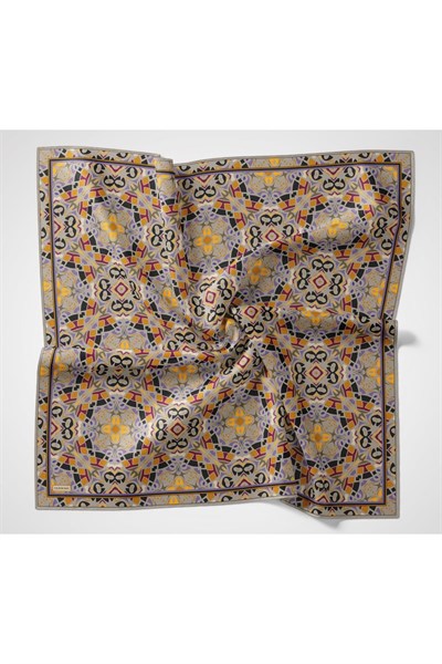 Soft Eşarp Geometrik Gri 90x90