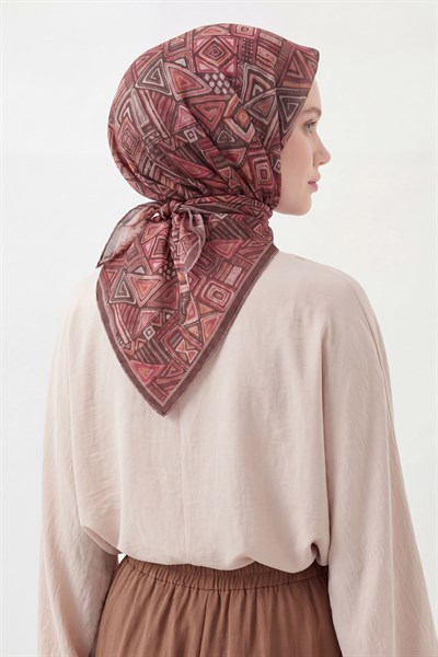 Soft Eşarp Geometrik Kahverengi