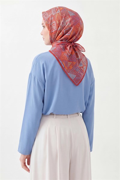 Soft Eşarp Geometrik Kırmızı