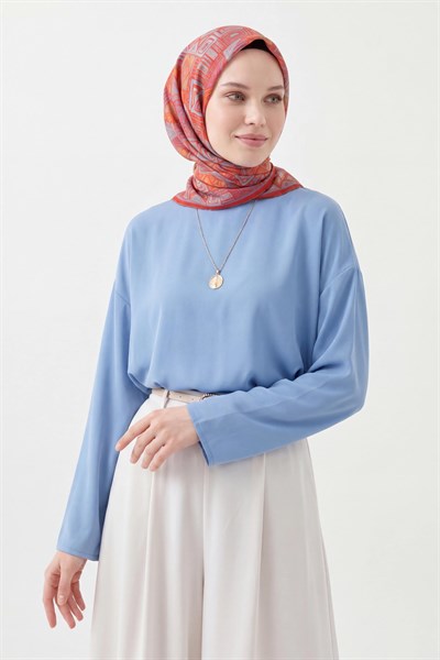Soft Eşarp Geometrik Kırmızı