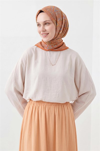 Soft Eşarp Geometrik Koyu Turuncu
