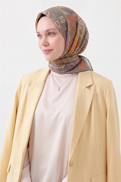 Soft Eşarp Geometrik Koyu Yeşil