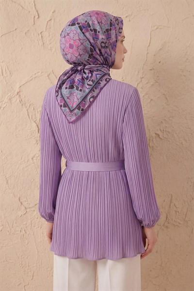 Soft Eşarp Geometrik Lila 90x90