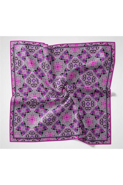 Soft Eşarp Geometrik Lila 90x90