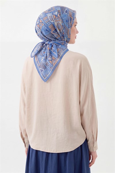 Soft Eşarp Geometrik Mavi