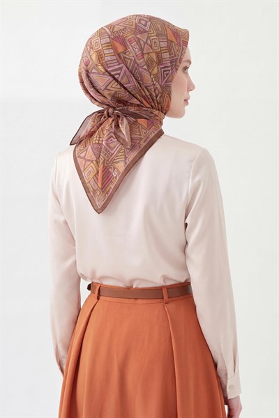 Soft Eşarp Geometrik Mocha Mousse