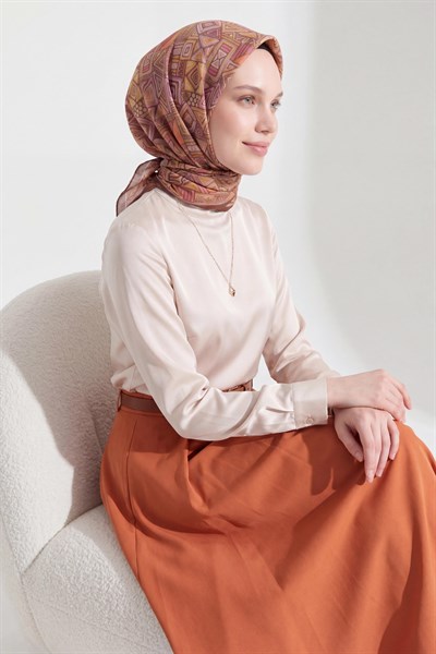 Soft Eşarp Geometrik Mocha Mousse
