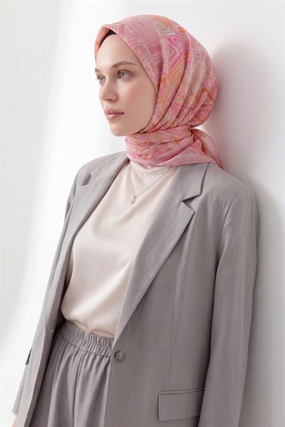 Soft Eşarp Geometrik Pembe