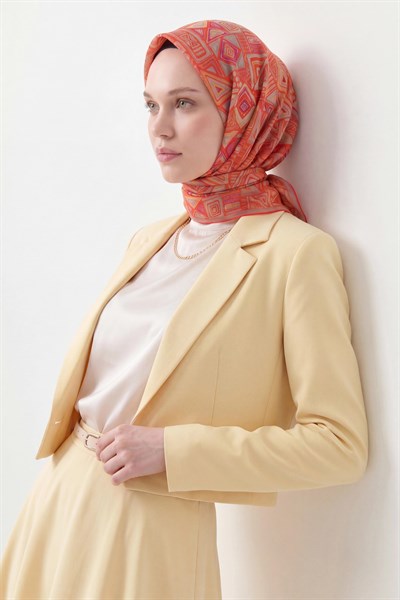 Soft Eşarp Geometrik Turuncu