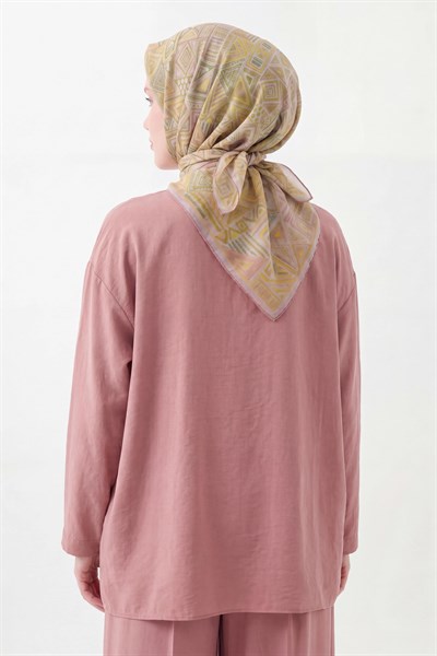 Soft Eşarp Geometrik Yağ Yeşili