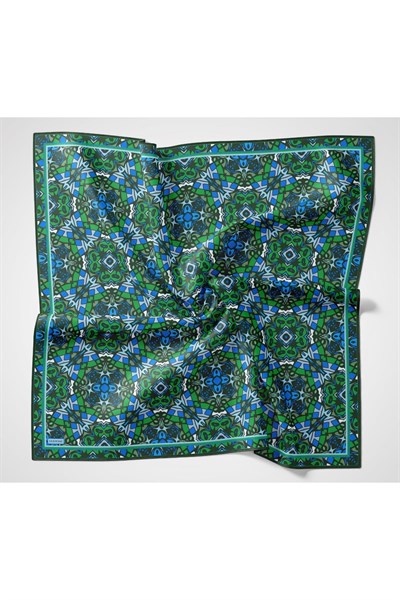 Soft Eşarp Geometrik Zümrüt Yeşili 90x90