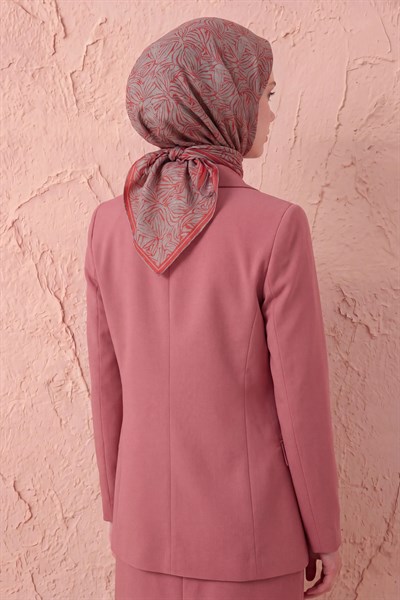 Soft Eşarp Lina Flora Kiremit Kırmızı 90x90